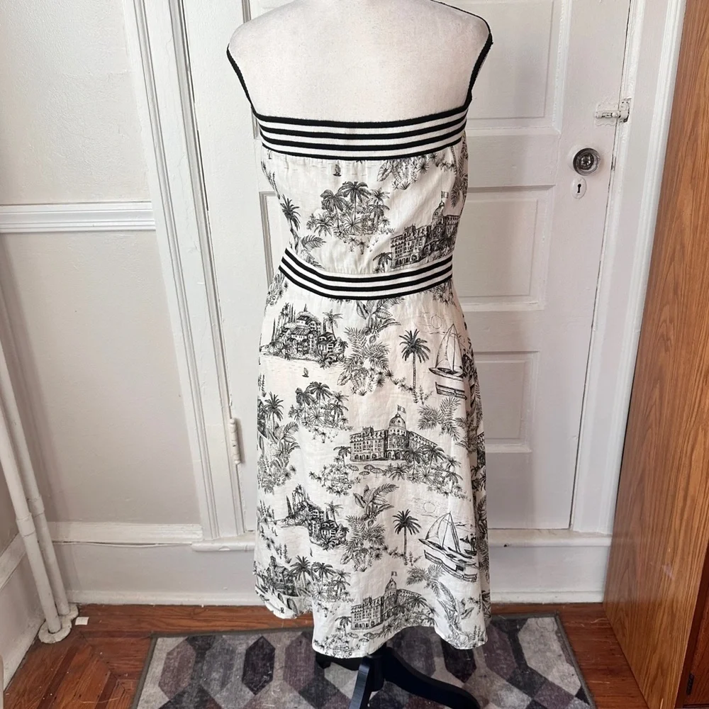 Tommy Bahama NWT Linen‎ Marceau Toile Strapless Dress Preppy Summer Sz Medium